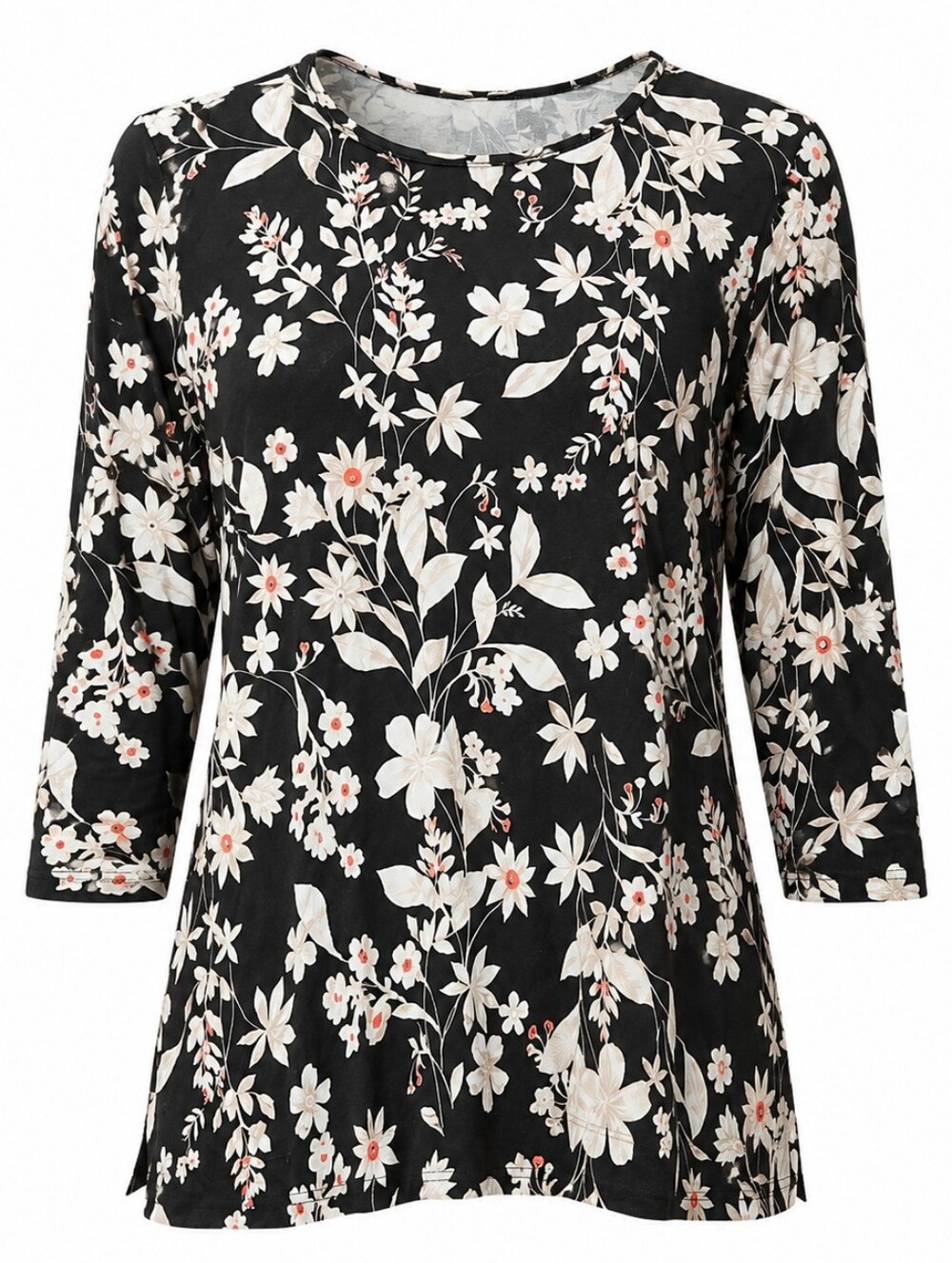 J. JILL WEAREVER COLLECTION | Floral Rayon Knit Side Slit Tunic Top | XL
